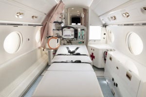The interior of a Gulfstream G550 modified for air ambulance operations for the Beijing Red Cross. Photo: Gulfstream