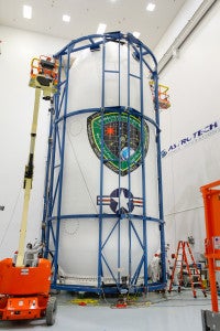 First GPS III Satellite Packed Up in Payload Fairing for Scheduled Dec. 18 Launch