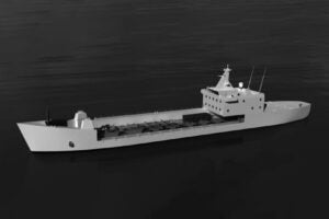 The previous concept design for the Navy’s Medium Landing Ship (LSM), featured in an April Congressional Budget Office (CBO) report. (Image: CBO)