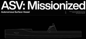 Screenshot of an Anduril Industries video introducing its Autonomous Surface Vessel, being developed in partnership with South Korea's HD Hyundai Heavy Industries, as a bid for the U.S. Navy’s Modular Attack Surface Craft (MASC) medium USV program. (Image: Anduril)