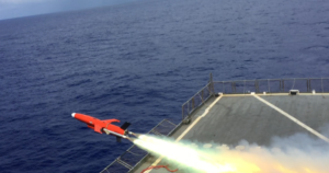 The newest Navy subsonic aerial target, BQM-177A, conducts a training test flight from USS Barry (DDG-52) on Sept. 9 off the coast of Japan. (Photo: U.S. Navy)