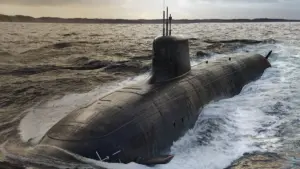BAE Systems's concept image of the future SSN-AUKUS nuclear-powered attack submarine, which will start to be fielded by both the UK and Australia in the late 2030s and 2040s. (Image: BAE Systems)